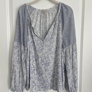 Lucky Brand Blue and White Floral Blouse